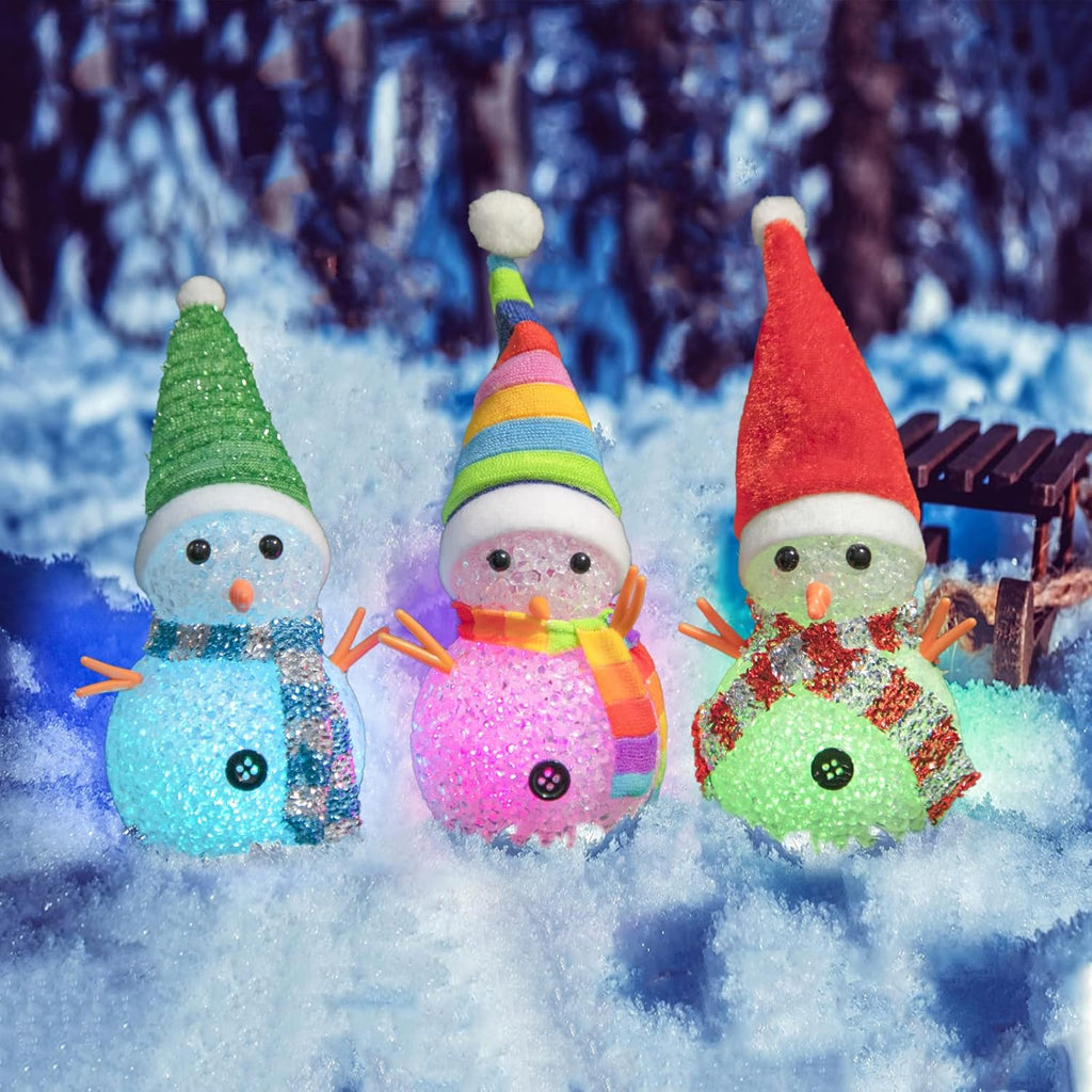 YAKii LED Snowmen Lamp | Color Changing Christmas Decorations | 7.3'' Desk Centerpiece Set of 3
