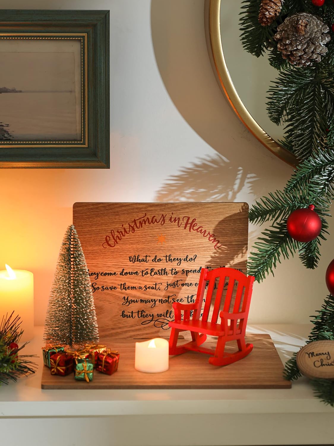 Regine Switzerland Christmas Memorial Candle Holders - Rocking Chair Ornament for Remembrance