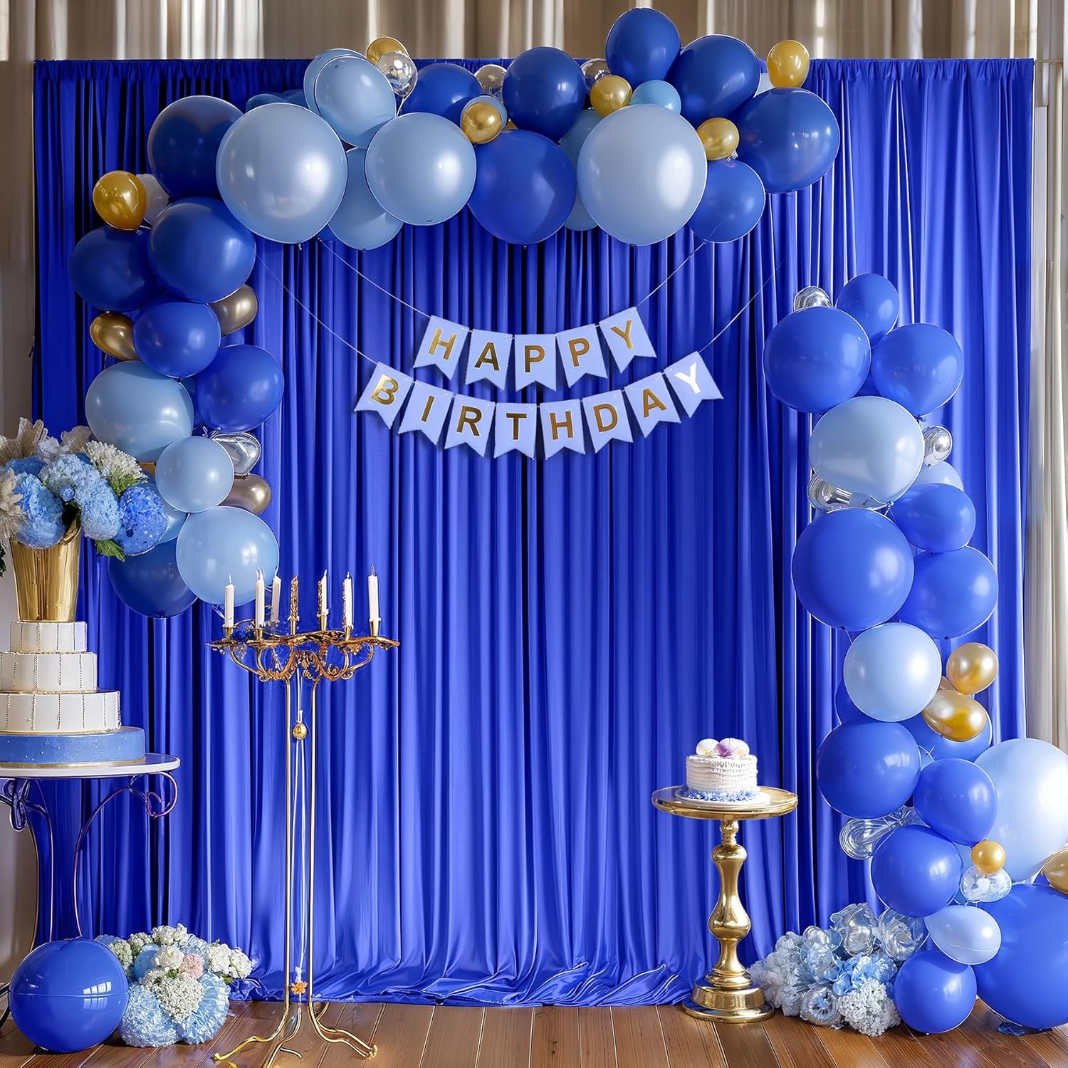 Royal Blue Backdrop Curtains by [Brand Name] - 10x10ft Wrinkle-Free Drapes for Weddings & Events