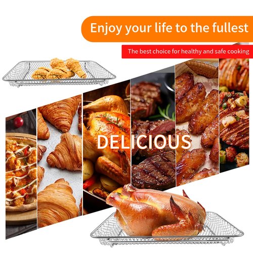 GWBSXM Air Fryer Basket Replacement for Emeril Lagasse Dual Zone 360 Air Fryer Oven 25 QT Air Fryer Convection Toaster Oven 11.6"x 6.9" Non-stick Mesh Air Fryer Steel Accessories Parts Dishwasher Safe