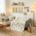 Castle Fairy Cute Dino Kids Plush Blanket,Kawaii Pink Green Dinosaur Bed Blanket Home Decor Gift,Cartoon Wildlife Floral Leaves Plant Modern Style Fuzzy Blanket Office Chair, X Size (40 x 50 Inch)