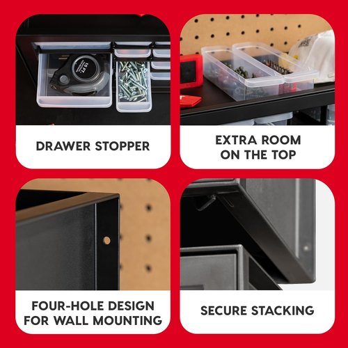 IRIS USA 26-Drawer Plastic Storage Organizer - Stackable Teacher Toolbox for Crafts & Supplies | Black