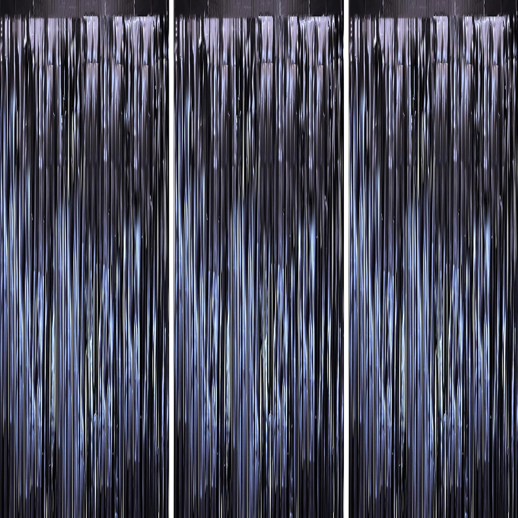 Voircoloria Matte Blue Foil Fringe Curtains - 3 Pack 3.3 x 8.2 ft Tinsel Streamers for Parties | Perfect for Graduation & Birthdays
