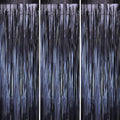 Voircoloria Matte Blue Foil Fringe Curtains - 3 Pack 3.3 x 8.2 ft Tinsel Streamers for Parties | Perfect for Graduation & Birthdays