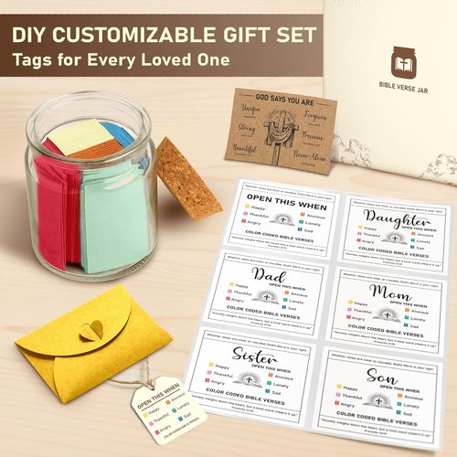 Bible Verse Jar - Daily Encouragement for Women, Men & Teens | Handmade 90-Day Color-Coded Verses