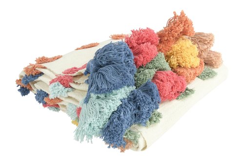 Creative Co-Op Soft Woven Cotton Throw with Tufted Dots and Tassels, Multicolor