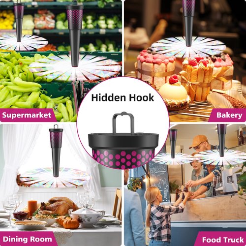 Cycluminor Fly Fans for Tables,Portable Fly Fan for Outdoor Indoor Table,Batteries Powered Food Fans with Holographic Blades,Keep Flies Away for Picnic, Restaurant,Party, Kitchen,Camping, BBQ,4 Pack