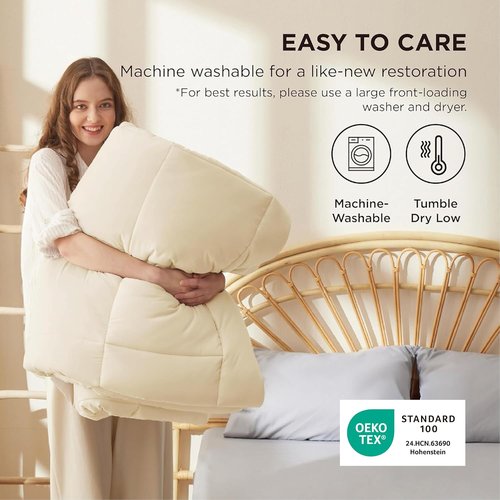 Bedsure Comforter Duvet Insert - All-Season Twin XL Quilted Down Alternative Bedding, Cream 92 x 68 Inches