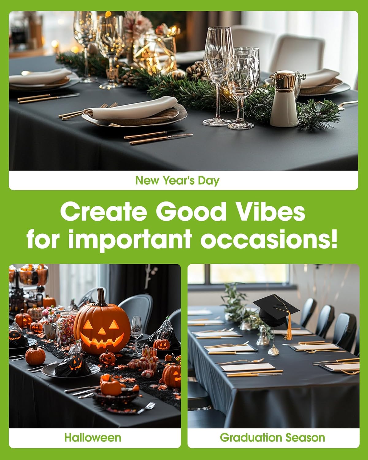 Pureegg Disposable Plastic Table Cloths - 10 Pack, 54 x 72 Inch, Leakproof & Sturdy for Halloween Decor