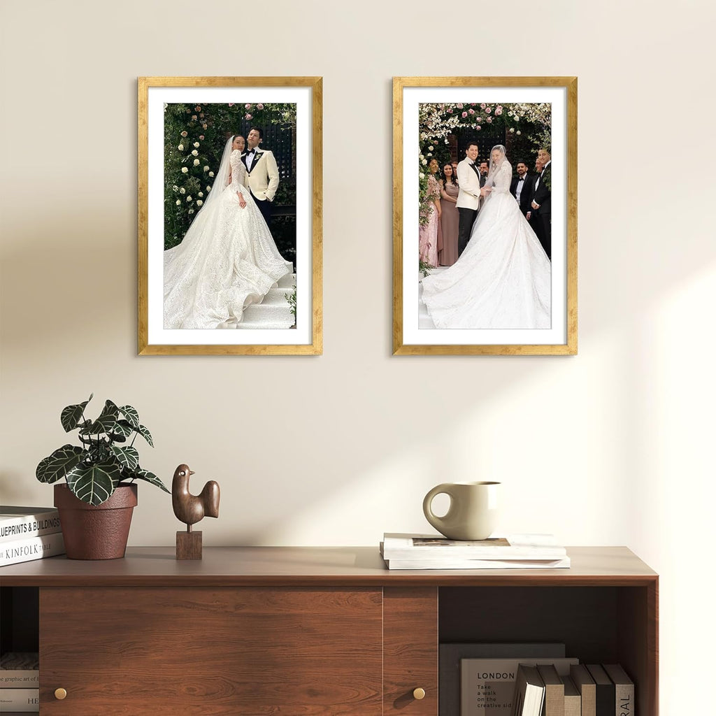 Upsimples 11x17 Picture Frame - Versatile Display for 9x15 with Mat or 11x17 Without - Bronze Finish