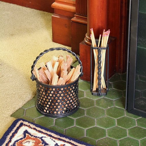 Minuteman International Twisted Ropr fatwood Holder Basket Caddy, Graphite, 6.75 x 5.5 x 5.5