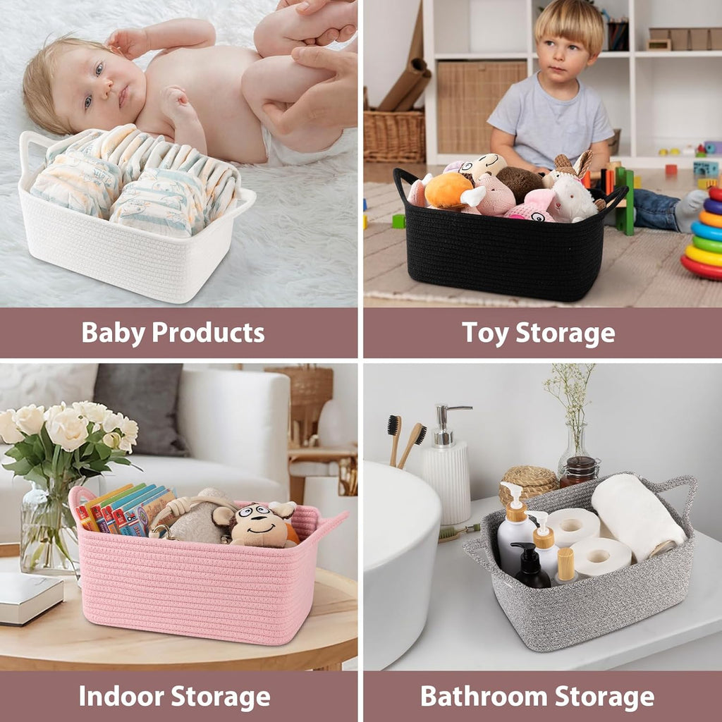 OIASKET Woven Storage Basket - Versatile Gift Basket with Handles for Baby Showers & Toy Organization | 13.6" x 10" x 5.9”