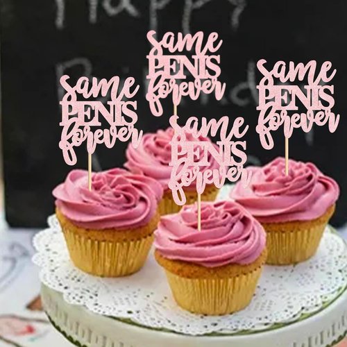 Ercadio Cupcake Toppers - 24 Pcs Pink "Same Forever" Picks for Bachelorette & Bridal Shower Celebrations