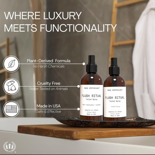 Muse Apothecary Flush Ritual - Refreshing Toilet Spray with Natural Essential Oils | 2 oz Citrus Scent