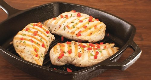 Lodge Square Cast Iron Grill Pan - Pre-Seasoned Skillet for Perfectly Grilled Burgers - 10.5 Inches