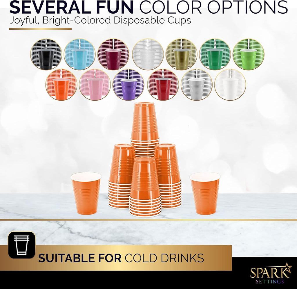 Orange 18-Ounce Disposable Cups by [Brand Name] - Strong & Sturdy Plastic Party Cups | 50 Pack for Events