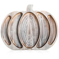 Sliner Fall Pumpkin Wooden Serving Dish Platter Thanksgiving 15" L x 12" W Pumpkin Shaped Charcuterie Board Snack Wood Cutting Board Sectional Dish Plate for Home Gifts(Walnut Color)