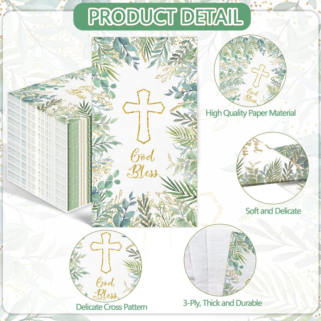 100PCS Greenery Paper Napkins 3 Ply Disposable Hand Towels for Bathroom Green Eucalyptus Leaves Guest Napkins Decorative Dinner Napkins for Wedding Bridal Baby Shower Birthday Spring Party