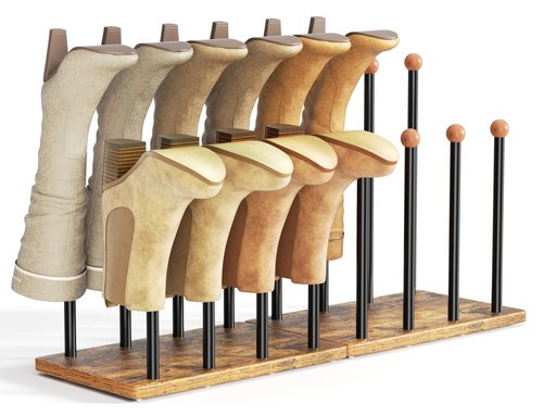 pickpiff Cedar Ball End Boot Rack 8-Pair Shoe Organizer Free standing Metal Holder with Wood Base