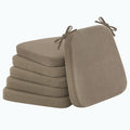 Nobildonna 2'' Thick High-Density Foam Indoor Chair Cushions | Dining Chair Pads with Ties, Removable Washable Cover, Dining Chair Cushions 17"x16",Light Brown 6 Pack