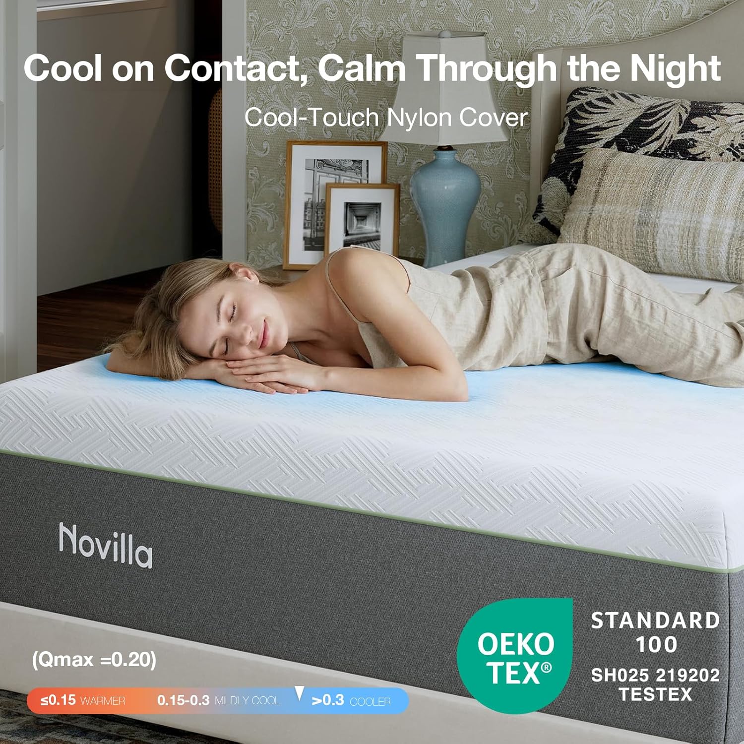 Novilla Bliss Queen Size Memory Foam Mattress - 10 Inch Cool-Touch Nylon Cover for Refreshing Sleep & Pain Relief