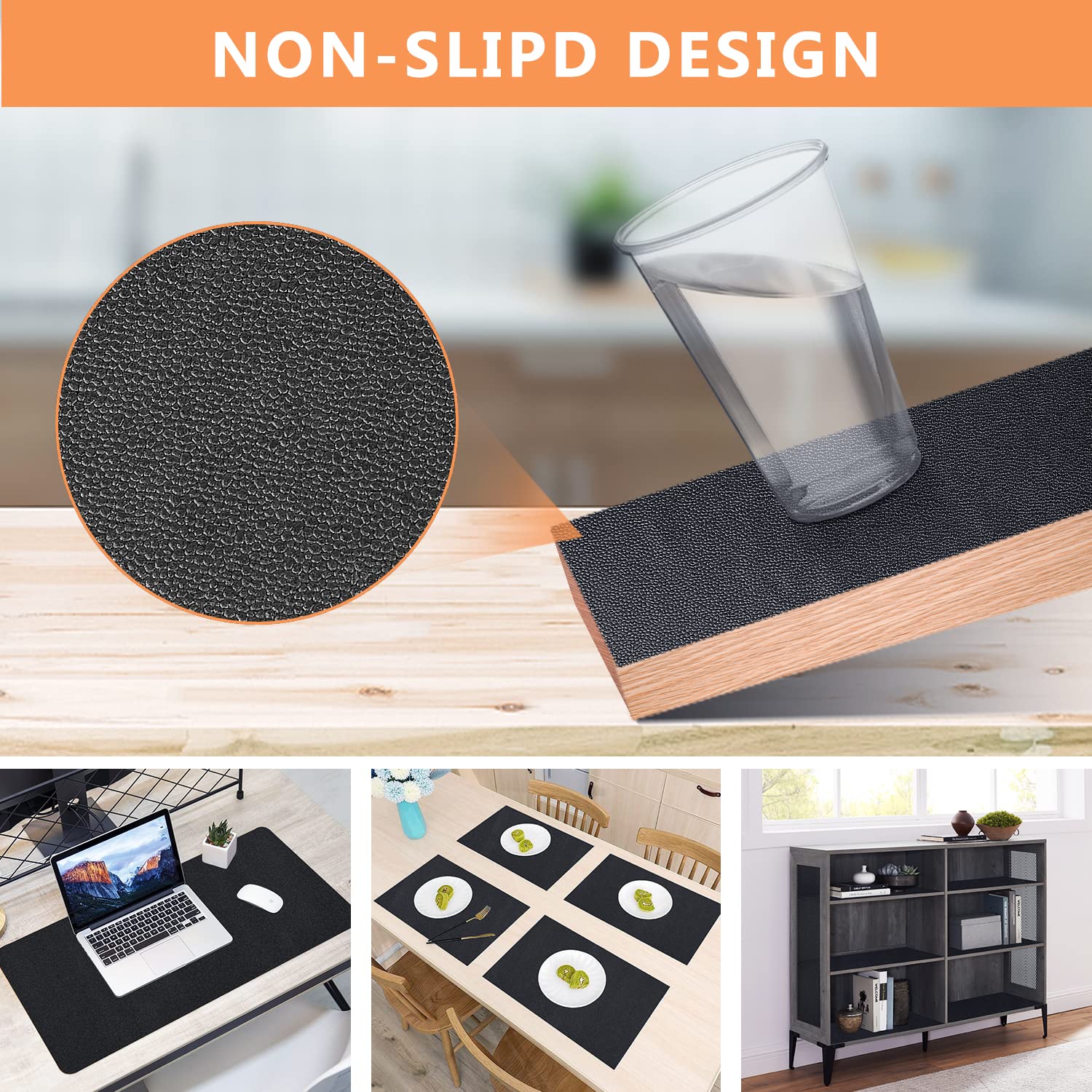 WochiTV Shelf Liner for Cabinets, Drawer Non Adhesive Non Slip Foam Mat for Kitchen, Pantry, Bathroom, Cupboard, Garage, Closet, Shelves, Drawer, Tool Box, Black 23.6 x 118 inches