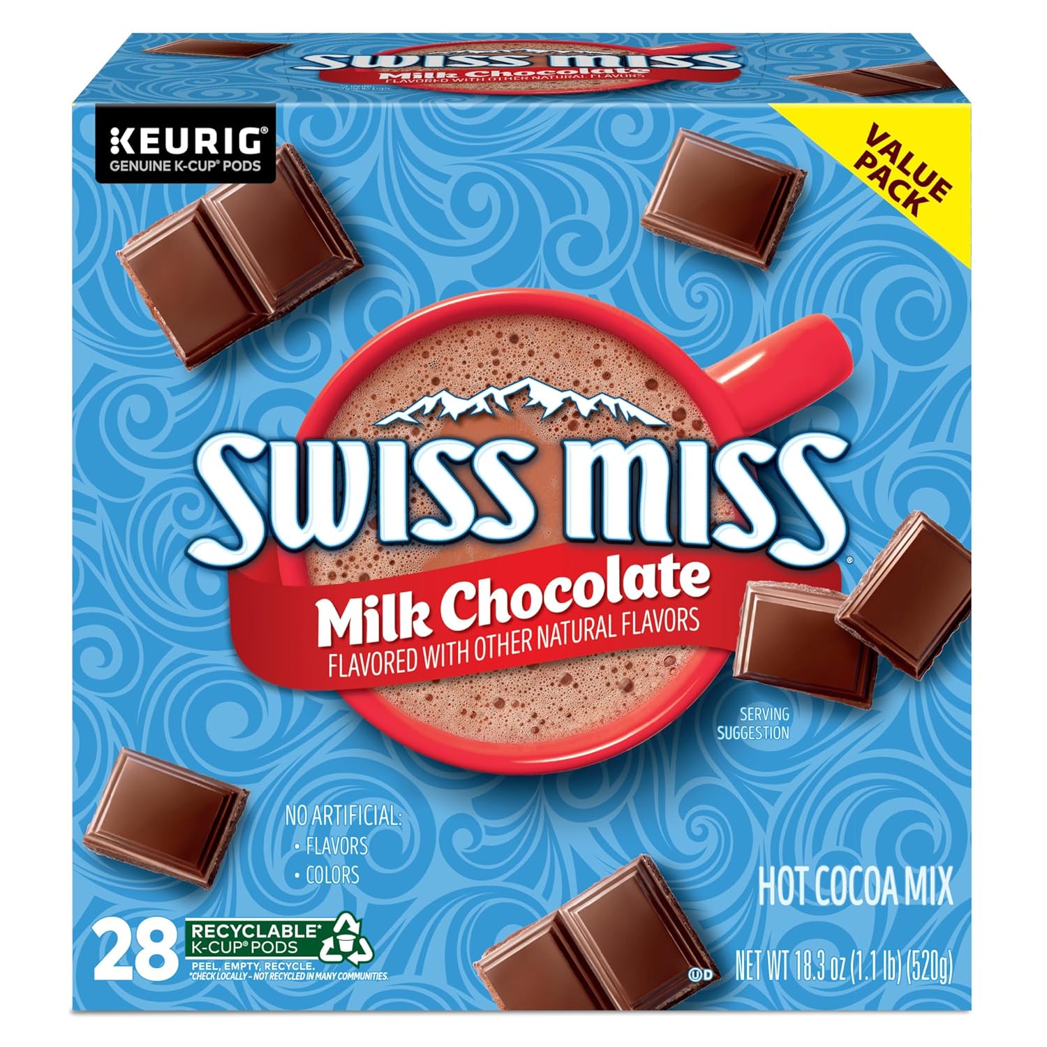 Swiss Miss Hot Cocoa K-Cup Pods - Rich Milk Chocolate Flavor | 28 Single-Serve Cups