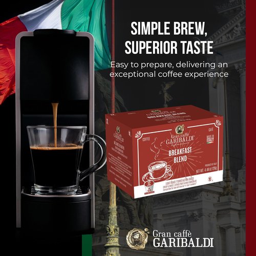Caffè Garibaldi Coffee Pods, Single Serve Capsules for Keurig K-Cup Brewers, Single Serve Cups with 100% Arabica Blend, 12 Count Recyclable Coffee Pods - Donut Shop Light Roast