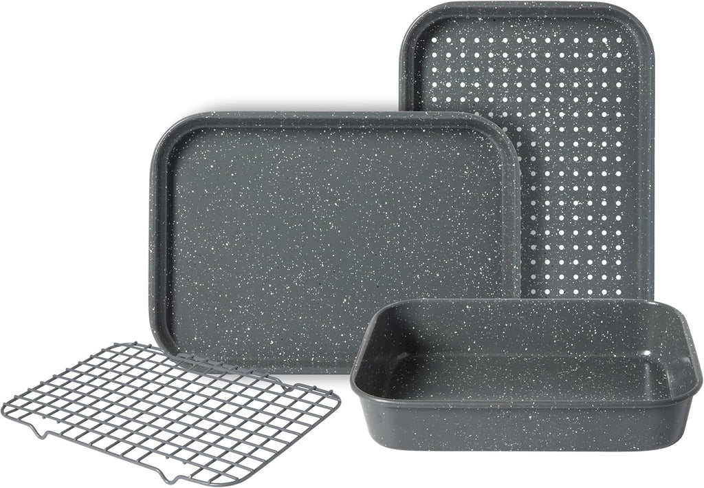 Oster Greystone Premium 4-Piece Carbon Steel Bakeware Set - PFOA-Free Non-Stick for Effortless Cooking