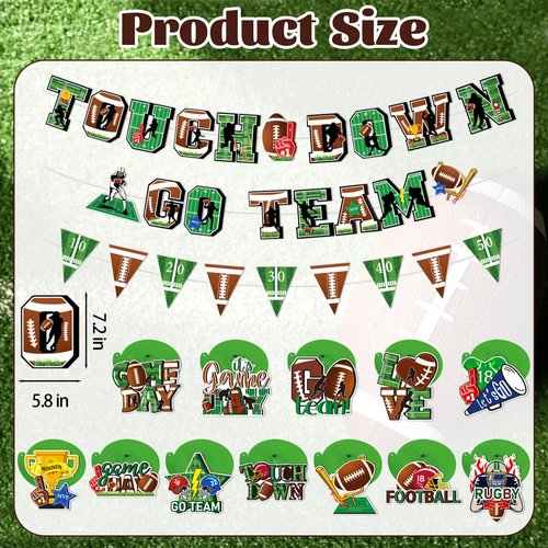 Football Party Decorations Supplies, Superbowl Decorations Set Include Game Time & Touch Down Banner, Pennant Banner, Hanging Swirls for Football Game Day Superbowl Sport Party Supplies
