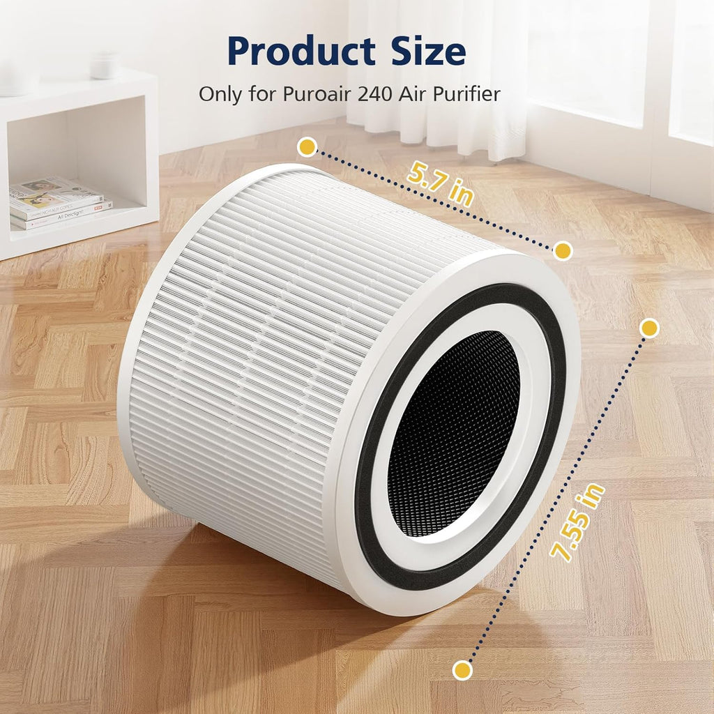 Puroair 240 Filter Replacement - High-Efficiency Activated Carbon | 2 Pack, White