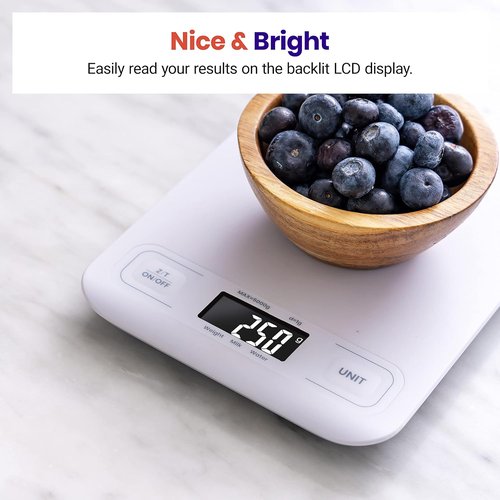 Etekcity Digital Food Kitchen Scale - Accurate Grams & Ounces Measurement for Cooking & Meal Prep | Medium White