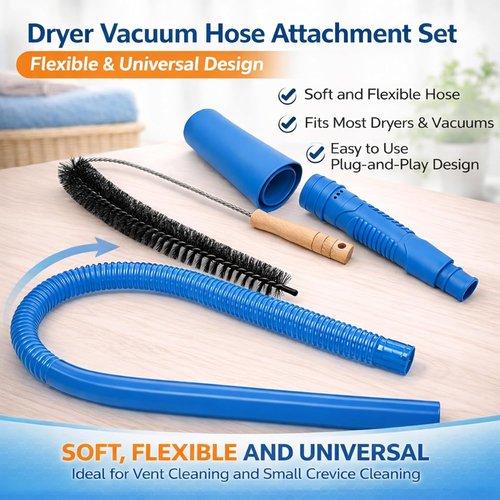 Dryer Lint Vac Attachment - Extendable Dryer Vent Cleaner Kit | 3-Piece Set for All Vacuum Cleaners