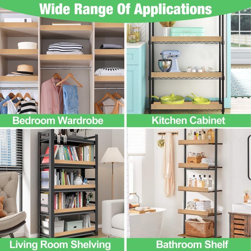 Inchoco Wire Rack Covers for Shelves, 6 Pack 24 x 16in Wires Shelf Ccover for Pantry Waterproof PVC Wood-Look Shelves Cover for Cabinet Kitchen Bathroom Shelving Decoration