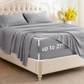 Bedsure Deep Pocket Queen Sheets Set - Fits Mattresses Up to 21 Inches Thick - 4 Piece GentleSoft Bed Sheets, Moisture Wicking, Soft & Cooling Bedsheet & Pillowcases, Easy & Secure Fit, Light Grey