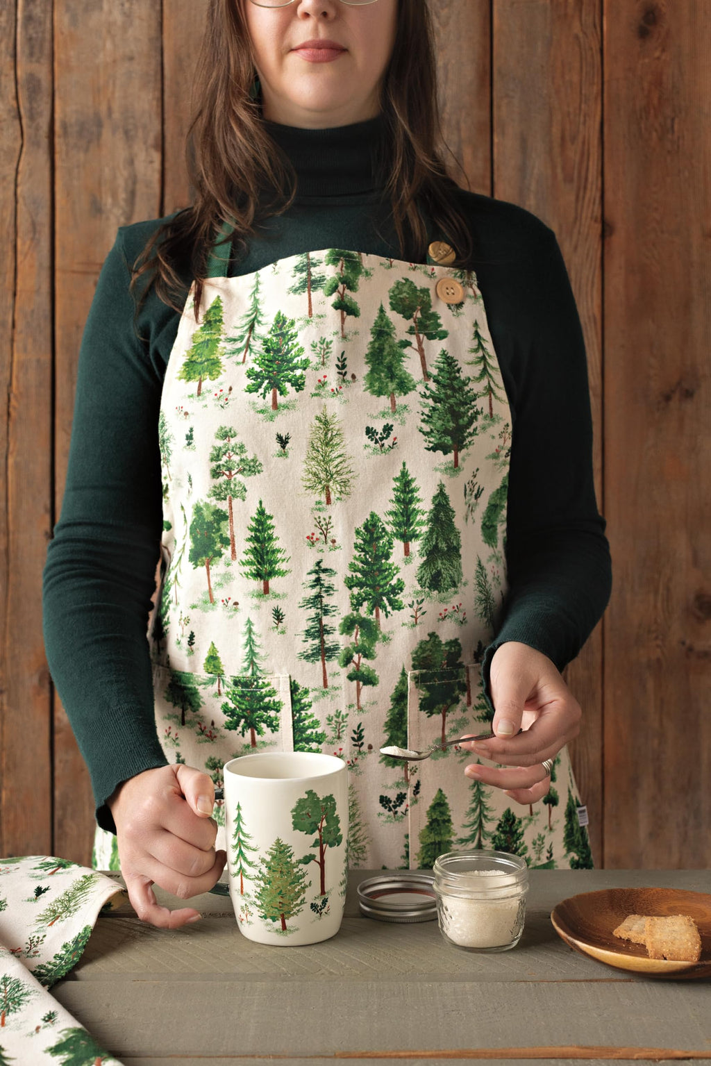 Now Designs Spruce Woodland Cotton Kitchen Apron, W28 x L32in