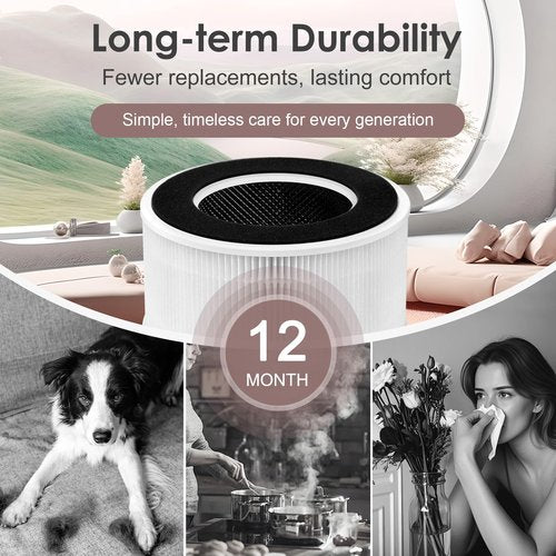 HSIAMEN AP-T65FL Replacement Filter Compatible with HoMedics Air Purifier AP-T65 AP-T65-GY AP-T63, 3-in-1 H13 True HEPA Activated Carbon, 2-Pack