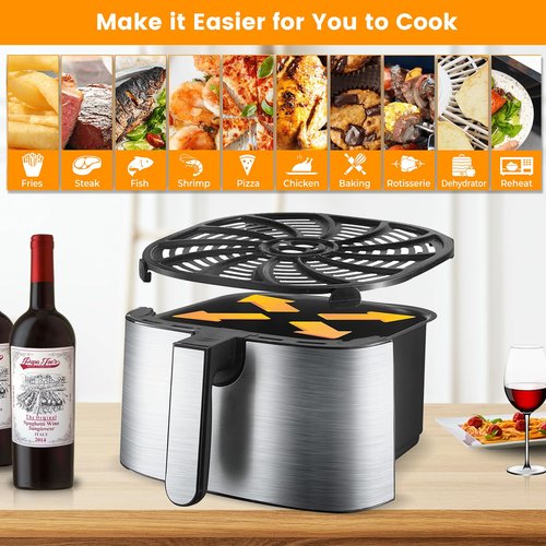 Air Fryer Grill Pan for Gourmia GAF716 GAF798 7QT AirFryer, Nonstick 8.97''*8.97'' Air Fryer Replacement Parts Accessories Rack Tray Grill Plate Crisper Plate，Dishwasher Safe