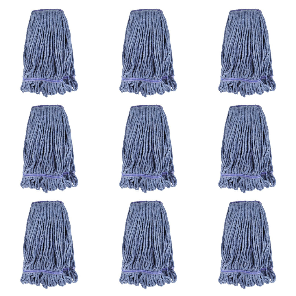 Commercial Heavy Duty Mop Heads Replacement for Rubbermaid: 9 Packs Industrial Wet Mop Head for Floor Cleaning - Commercial Products Looped End String Head Refills