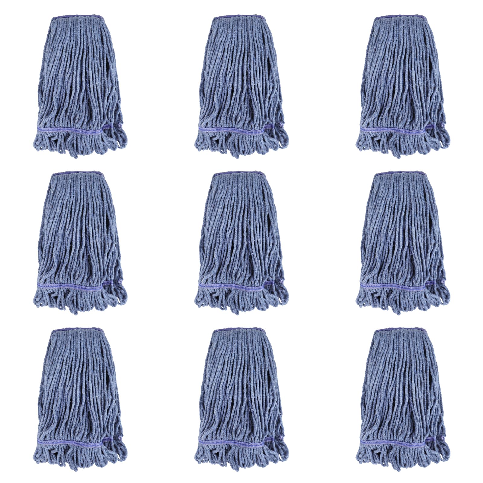 Commercial Heavy Duty Mop Heads Replacement for Rubbermaid: 9 Packs Industrial Wet Mop Head for Floor Cleaning - Commercial Products Looped End String Head Refills