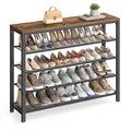 VASAGLE Shoe Rack, 5-Tier Shoe Storage Organizer with 4 Metal Mesh Shelves for 16-20 Pairs and Large Surface for Bags, for Entryway, Hallway, Closet, Industrial, Rustic Brown and Black ULBS15BX