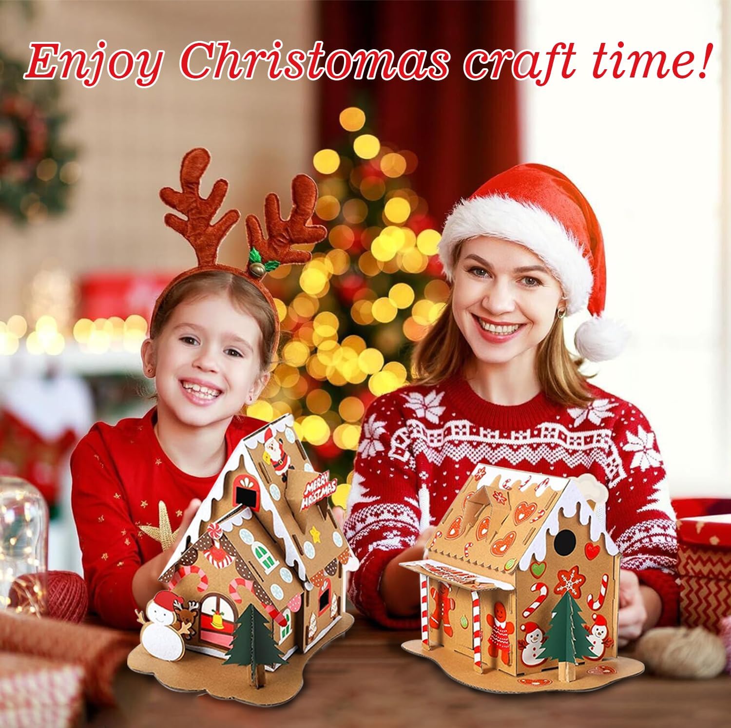 Regine Switzerland Christmas Gingerbread House DIY Kit - 12 Pack Cardboard Fun for Kids & Adults