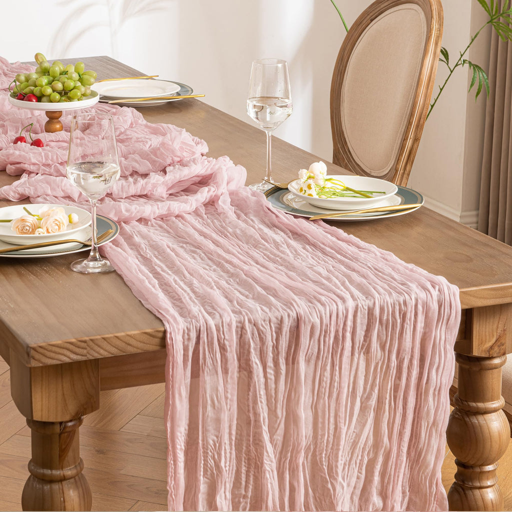 ButterMelt 12 Pack Ivory Cheesecloth Table Runner, Boho 35x120 Inch Long Gauze Decor for Baby Shower, Bridal Shower or Wedding Party