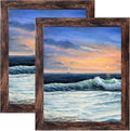 LUCKYLIFE 8x10 Picture Frame - Brown Wall Mount & Tabletop Display | Set of 2
