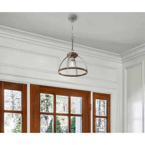 Westinghouse 6127500 Oak Lane Vintage-Style One Light Indoor Pendant/Semi-Flush Mount Ceiling Fixture, Barnwood Finish with Galvanized Steel Accents