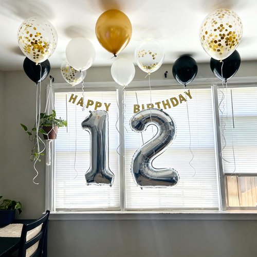 Black and Gold Balloons, 60PCS 12 Inch Confetti Gold and Black Balloons for Birthday, Wedding, Graduation, Baby Shower, Engagement Party Decorations