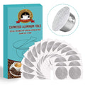 CAPMESSO Reusable Vertuoline Pod Foil Lids, for CAPMESSO Vertuline Capsules Aluminum seals Reusable Coffee Pod Stainless Steel Espresso Refillable Vertuoline Capsule Foil Lids(100pcs/57MM in diameter)