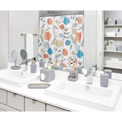IDesign Facial Tissue Box Cover for Bathroom and Vanity Countertops, 6.1" x 5.15" x 5.4", The Cade Collection, Matte Gray