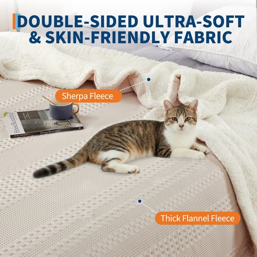 Heated Throw Blanket Electric 50“x60, Soft Waffle Weave to Sherpa Heating Throw with 6 Heating Levels, 4 Hours Auto Off, Machine Washable, Gift Suit for Couch Bed Sofa Home Office