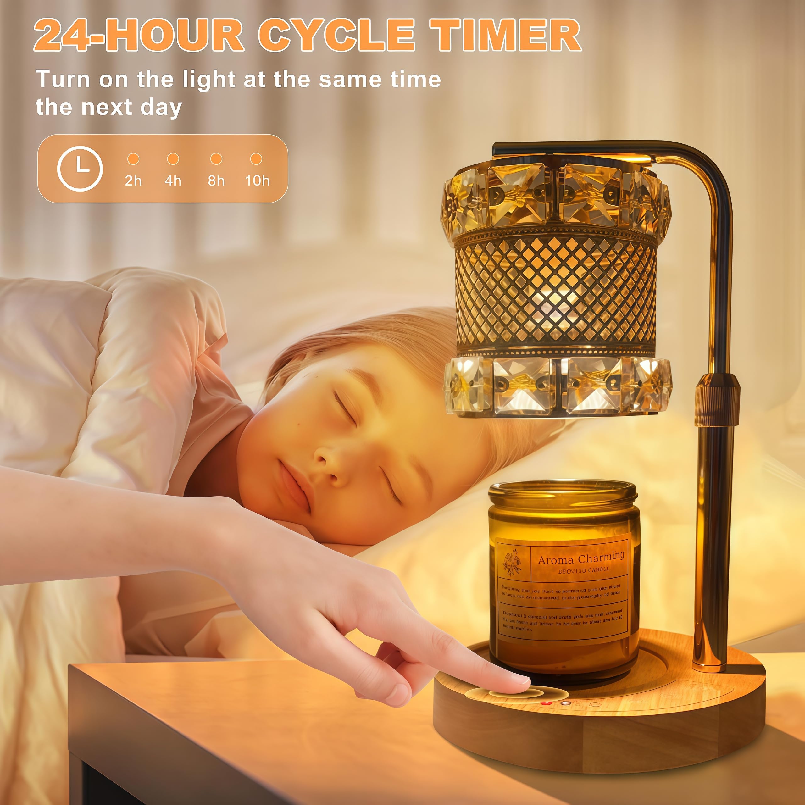 JOYARR Touch Control Candle Warmer Lamp Set of 2, Height Adjustable Electric Wax Melt Dimmable for Jar Candles with 2 Bulbs Timer, Gifts for Mom Christmas House Warming Living Room Bedroom Home Decor